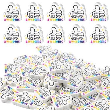 Imagem de ANGOLIO 60 peças de borracha de volta às aulas You are Awesome mini borrachas inspiradoras artigos de papelaria para sala de aula para o primeiro dia de escola lembrancinhas de festa prêmio de