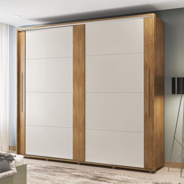Imagem de Guarda Roupa Roupeiro Casal 2 Portas 6 Gavetas Coimbra Freijó Off White Flex Politorno Móveis