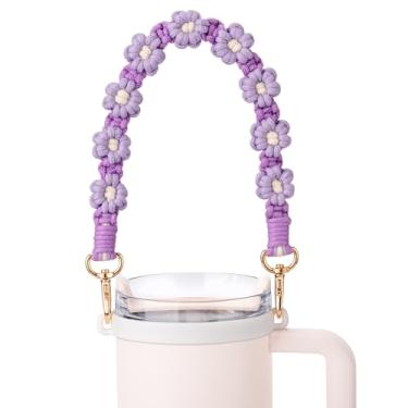 Imagem de Bluwing Alça de alça de garrafa de água para Owala, Stanley Cup, alça para e a maioria das garrafas de água de 340 a 1,134 g (Daisy 9)