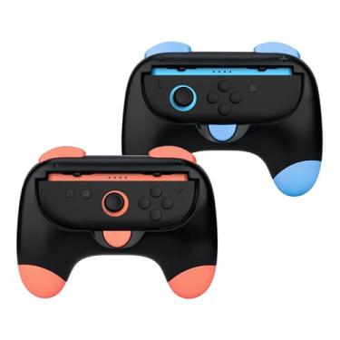 Imagem de Mcbazel Controller Grips Compatible with Nintendo Switch 2 (2025), Ergonomic Anti-Slip Handle Grip Accessories for Switch 2 JoyCon, Black& Blue& Orange, 2 Pack (NOT for Switch 1)