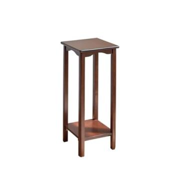 Imagem de Mesa lateral mesa auxiliar de sofá de 2 níveis com prateleira de armazenamento e pernas de madeira maciça para sala de estar, corredor e espaços pequenos: mesa perfeita para telefone mesa auxiliar
