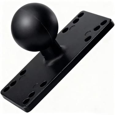Imagem de Strg Suporte de esfera de 3,8 cm com base de placa retangular, base de suporte de bola AMPS tamanho C, suporte para localizador de peixes, compatível com sistemas de braço de soquete duplo RAM de 3,8