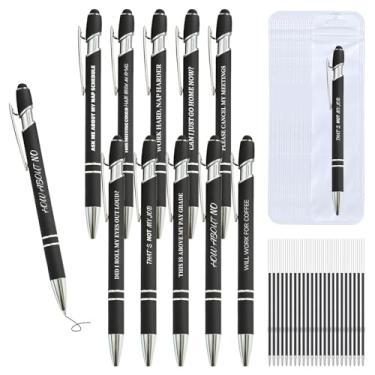 Imagem de 30 canetas sarcásticas engraçadas – conjunto de 10 canetas esferográficas com refis e bolsas, caneta divertida com frases sarcásticas, ponta Stylus – caneta desmotivacional para adultos, colegas de
