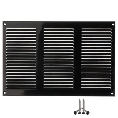Imagem de LIRAST Capa de ventilação de 25 x 15 cm com tela embutida - Grade de ar de retorno preta para parede ou teto - Registro de ventilação HVAC retangular de metal - Dimensões externas: 30 cm L x 20 cm A