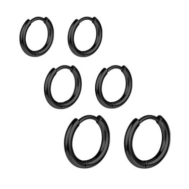 Imagem de AOEDEJ G23 Brincos de argola de titânio preto/aço cinza/dourado 18 G, pequenos brincos de argola de 8 mm/10 mm/12 mm, cartilagem para orelhas sensíveis para piercing múltiplo, cartilagem, argola