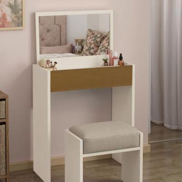Imagem de Penteadeira Mesa Maquiagem Quarto Camarim Com Espelho Offwhite - Decor