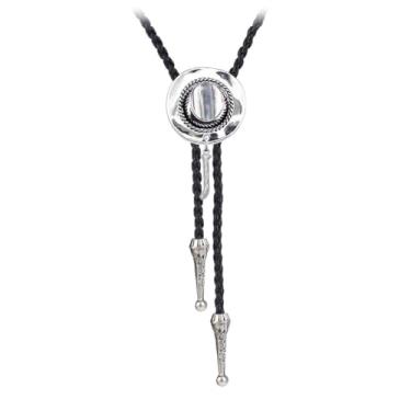 Imagem de JPJZY BRBAM Pingente Bolo Tie Western Cowboy Hat e Letra 3D Letra Bolo Tie Western Cowboy Colar de Couro Masculino