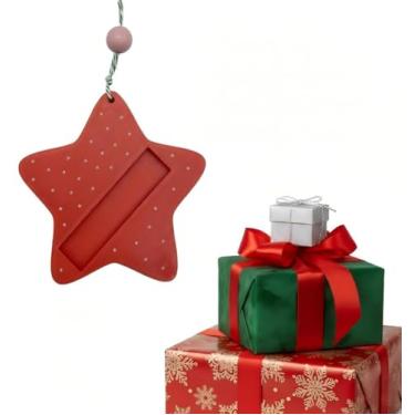 Imagem de Enfeite de estrela de Natal, suporte de chocolate compatível com barra de chocolate Merci, decoração de doces pendurada para árvore de Natal, festa festiva e decoração de casa (vermelho)