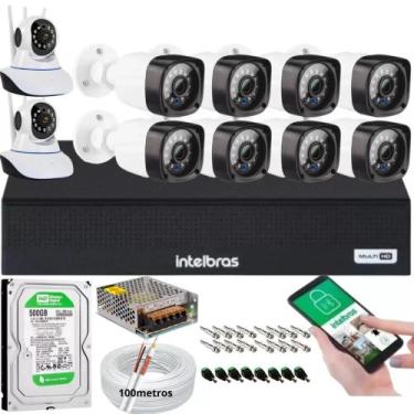 Imagem de Kit Cftv 8 Cameras Segurança 1080p Full Hd Dvr Intelbras 8ch 500gb + 2