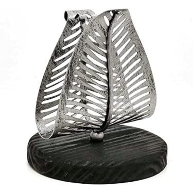 Imagem de Suporte De Guardanapo, Suporte De Tecido Decorativo Para Mesa, Suporte De Tecido De Folha De Ferro Forjado Com Base De Madeira, Para Bancadas De Cozinha, Jantar, Café, Bar,Prata