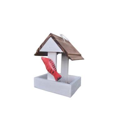 Imagem de Mini Comedouro Com Passarinho Madeira Para Decoração - Artesanato Bj, 