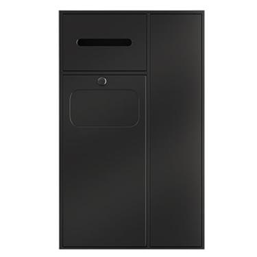 Imagem de Nicho de aço inoxidável embutido oculto 4 em 1 sala de estar chuveiro banheiro divisória integrada lixeira papel higiênico xampu artigos de higiene pessoal rack de armazenamento de lata de lixo (preto