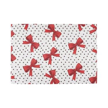 Imagem de Burbuja Jogo americano Bow in Dots Conjunto de 4, tapetes de mesa laváveis antiderrapantes, resistentes ao calor, para cozinha, mesa de jantar, ambientes internos e externos