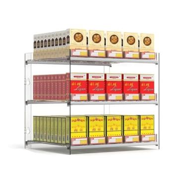 Imagem de Suporte acrílico para exibição de cigarro - organizador retangular de várias camadas para supermercados, vitrine transparente, design de empurrador automático (32,5 x 29 x 35,1 cm)
