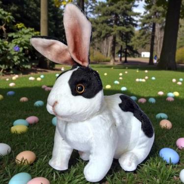 Imagem de Coelho de Pelúcia Realista Coelhinho Fazendinha Cor:Preto - Fizzy, Pre