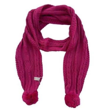 Imagem de Cachecol de Tricô Para Meninas Com Pompom Rosa Forte-Feminino