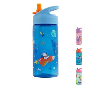 Imagem de Garrafinha Infantil com Canudo Retrátil Higiênica Divertida Buba, Astr