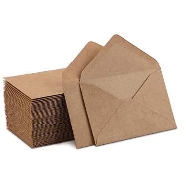 Imagem de Kraft Mini Envelopes Kraft Brown Kraft Envelopes para cartões de presente e cartões de visita (pacote com 10 x 7 cm)
