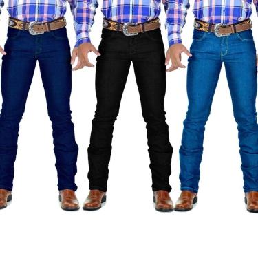 Imagem de Kit 3 Calça Jeans Masculina Lycra Country 3 Cores