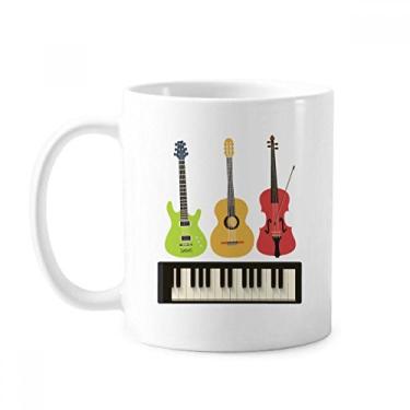 Imagem de Guitarra violino piano combinação padrão caneca cerâmica café porcelana xícara louça
