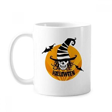 Imagem de Marcador de caveira chapéu de feiticeiro caneca de Halloween cerâmica xícara de porcelana de café louça