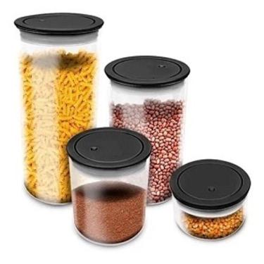 Imagem de Kit 04 Potes Porta Mantimentos Hermetico Resistente Freezer Lava Louça - cor Tiffany