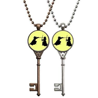 Imagem de OFFbb-USA Colar Kendo tradicional japonês com pingente de chave, joias para decoração de casal