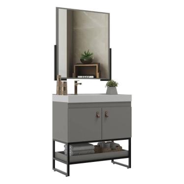 Imagem de Gabinete Banheiro 70cm com Cuba e Espelheira Multimóveis CR10108