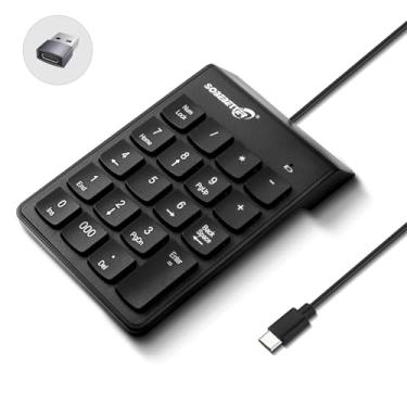 Imagem de Huifen Teclado numérico tipo C, teclado numérico USB, 19 teclas, Plug & Play, contabilidade financeira, teclado numérico, portátil, escritório, casa, teclado fino para laptop, PC, tablet, notebook