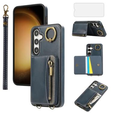 Imagem de Asuwish Capa de telefone para Samsung Galaxy S24 5G capa carteira e protetor de tela de vidro temperado zíper flip anel de crédito suporte suporte de couro robusto slot celular acessórios S 24 24S G5