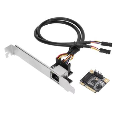 Imagem de Mini placa de rede PCIe Gigabit Ethernet, porta RJ 45, com luz LED, para Windows/Windows Server/para Linux