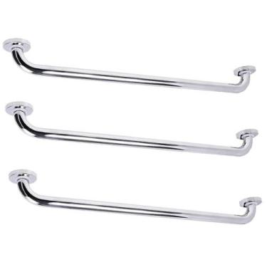 Imagem de Alça Barra Apoio Kit 3 Uni Inox 70cm Idoso Criança Gestante Banheiro S