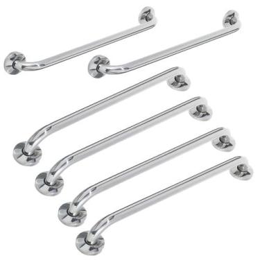 Imagem de Alça de Apoio Barra Inox Kit 6 Unidades 70cm 80cm Deficiente Cadeirant