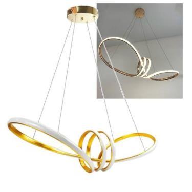 Imagem de Lustre Luminaria Aneis Infinito Arco 3 em 1 LED Pendente Decoraçao Ilu