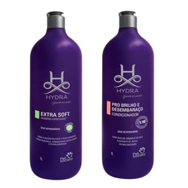Imagem de Kit Shampoo Extra Soft e Condicionador Brilho e Desembaraço 1l Hydra Groomers Pet Society Para Cães e Gatos
