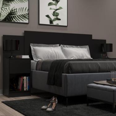 Imagem de Cabeceira de Casal Sublime 2 Gavetas 2 Nichos Preto - Direto Sim, Pret