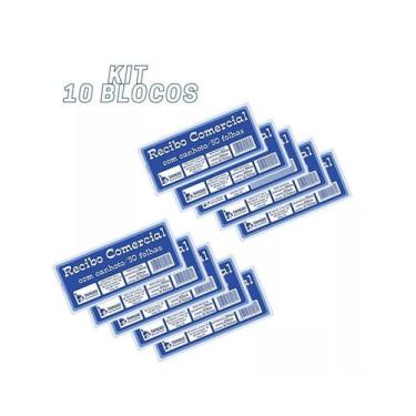 Imagem de Kit 10 Blocos Recibo Comercial Com Canhoto Destacável Tamoio