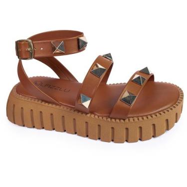 Imagem de Sandália Papete Feminino Sola Tratorada Plataforma Pirâmide - LAZZLU, 