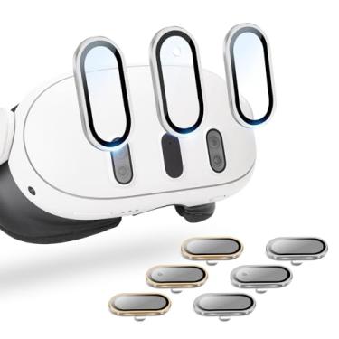 Imagem de vaomon Pacote com 2 protetores de lente de câmera para acessórios Oculus Meta Quest 3, vidro temperado de dureza 9H, antiarranhões, alta definição