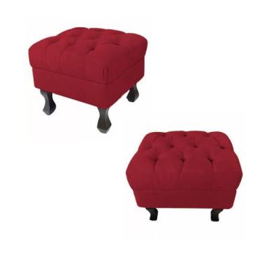 Imagem de Combo 02 Puffs Retrô Luis Xv Capitonê Vermelho - DS Estofados - Estopa
