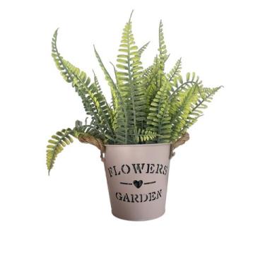 Imagem de Planta Artificial Samambaia + Vaso Metal Decoração - FlorImp