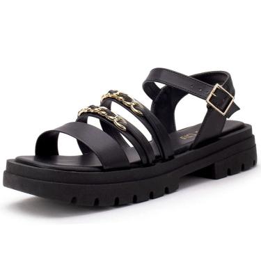 Imagem de Sandalia Feminina Conforto Tratorada Correntes Sua Cia