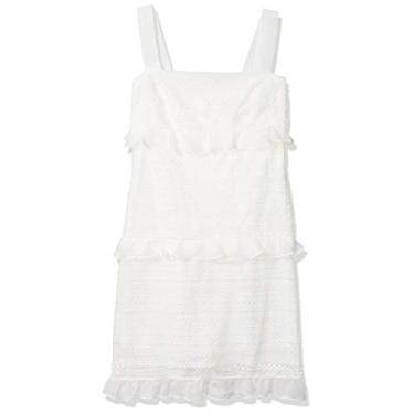 Imagem de Adrianna Papell Vestido feminino listrado de renda evasê, Marfim, 42