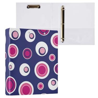 Imagem de Fichário de 3 anéis de bolinhas azuis rosa de 3 cm com bolsos para prancheta para escola, fichário de escritório com 3 furos, 1 pacote