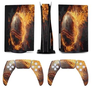 Imagem de Buyidec Baseball Fire Distinctly para PS5 Skin Console e Controlador Acessórios Capas Anime Vinil Capa Adesivo Conjunto Completo para Playstation5 Disc Edition