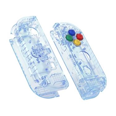 Imagem de eXtremeRate Caixa de controle portátil Joycon azul glaciar (versão D-Pad) com botões coloridos, capa de substituição DIY para Nintendo Switch e Switch OLED Joy-Con – Capa de console não incluída
