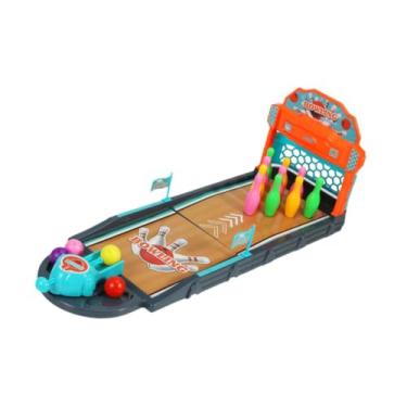 Imagem de MERIGLARE Jogo de boliche de mesa conjunto de brinquedos de boliche de mesa, arcade, brinquedo interativo minúsculo jogo de mesa de boliche engraçado para, Verde