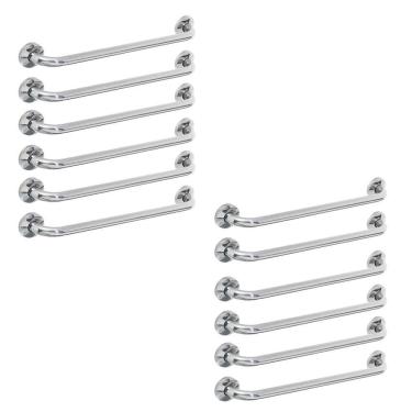 Imagem de Alça De Apoio Barra Kit 12 Unidades 50cm Inox Banheiro Corrimao Acessibilidade Segurança