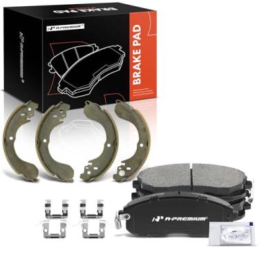 Imagem de A-Premium Conjunto de pastilhas de freio a disco de cerâmica dianteira e traseira compatível com modelos selecionados Nissan - Sentra 2007-2012, Versa 2007-2012, Cube 2009-2014, 8 peças