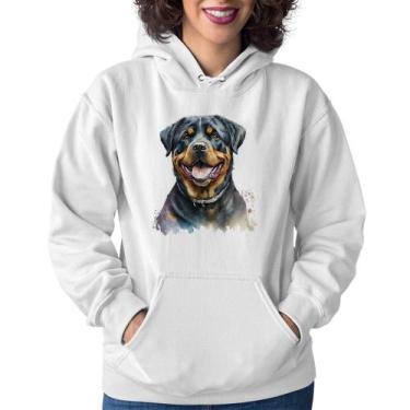 Imagem de Moletom Feminino Cachorro Rottweiler - Foca na Moda, Branco, P